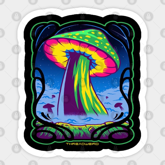 Psychedelic Magic Mushroom Sticker by ThreadWeird Apparel Company